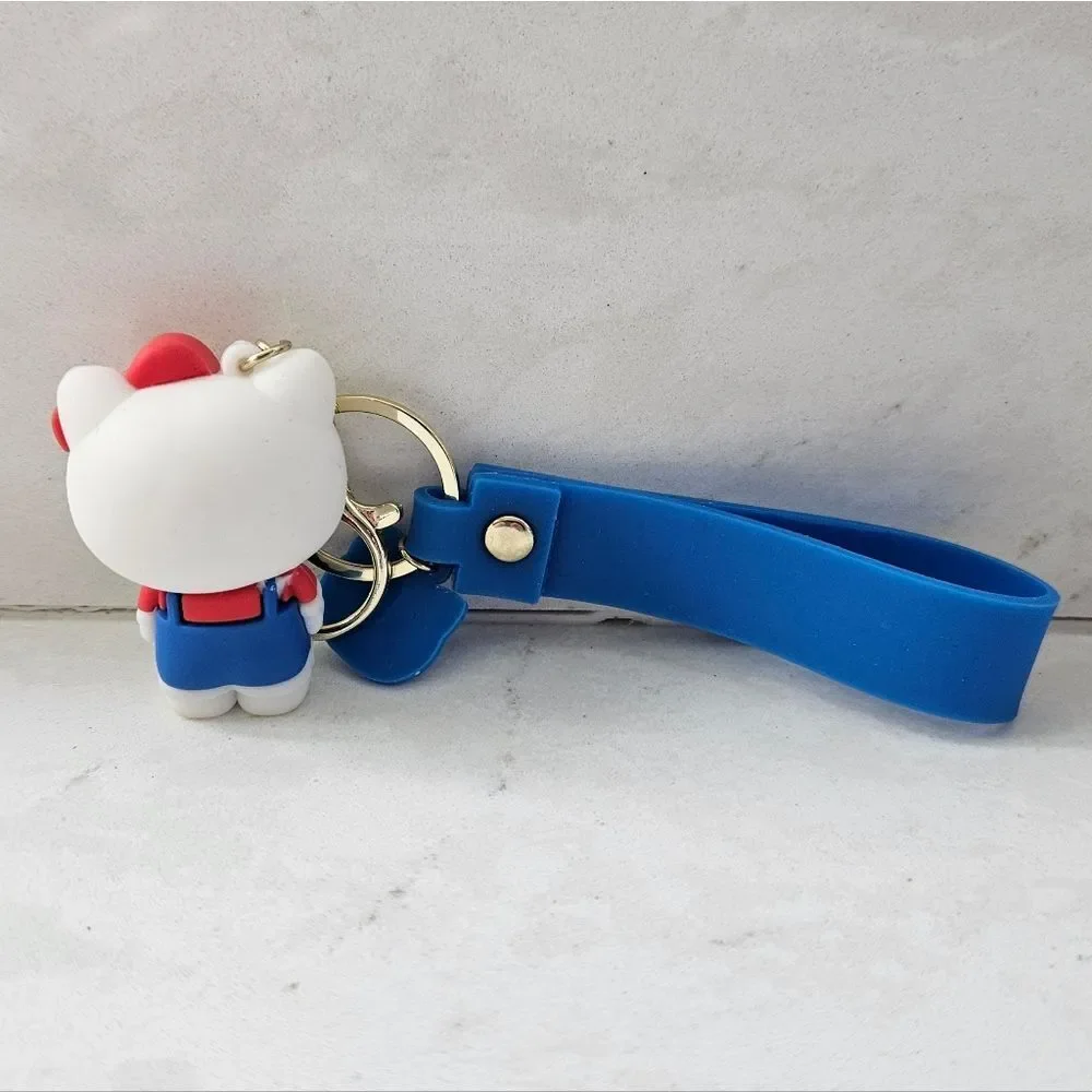 Hello Kitty Holding Corn Keychain with Blue Strap